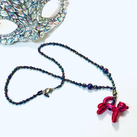 Magenta Toyland Balloon Kitty Cat Necklace - Picture 2 of 6